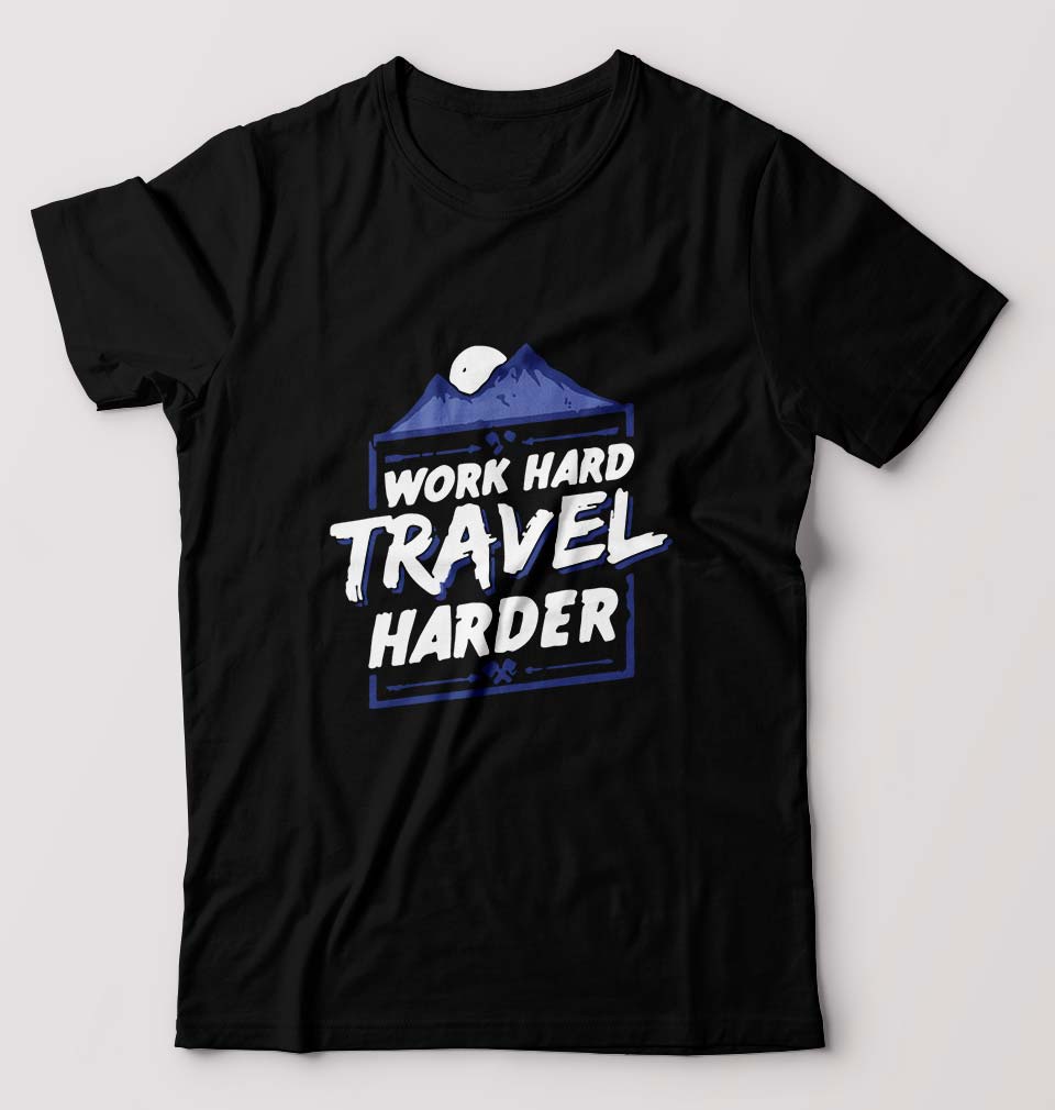 Travel Harder T-Shirt for Men-Black-Ektarfa.online