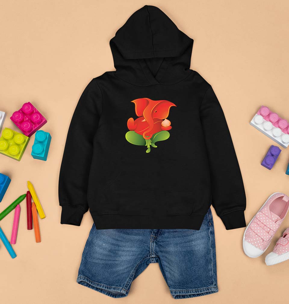Ganpati JI(Ganesh) Kids Hoodie for Boy/Girl-Black-Ektarfa.online