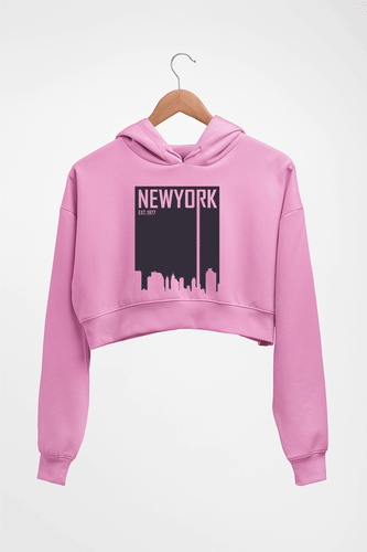 New York Crop HOODIE FOR WOMEN-Light Baby Pink-Ektarfa.online