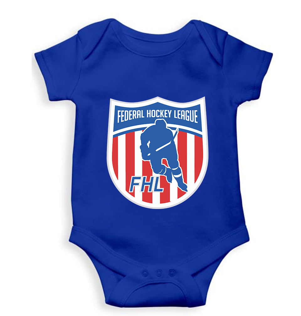 Federal Hockey League Kids Romper For Baby Boy/Girl-0-5 Months(18 Inches)-Royal Blue-Ektarfa.online