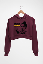 Load image into Gallery viewer, Chanu Saikhom Mirabai Crop HOODIE FOR WOMEN-Maroon-Ektarfa.online
