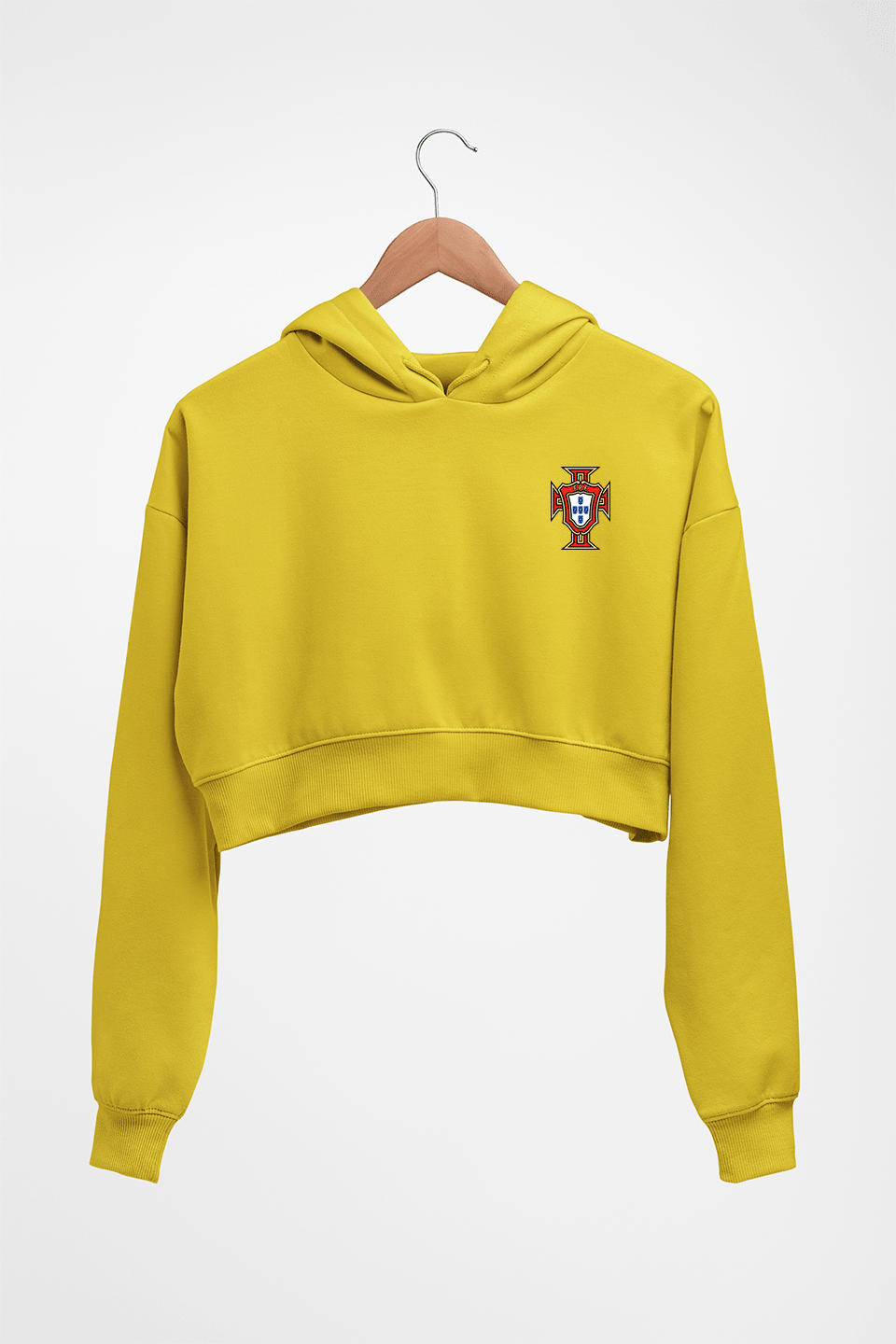 Portugal Football Crop HOODIE FOR WOMEN-Mustard Yellow-Ektarfa.online
