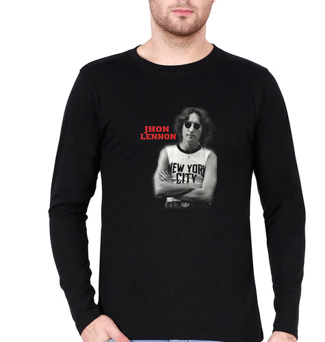 John Lennon Full Sleeves T-Shirt for Men-Black-Ektarfa.online