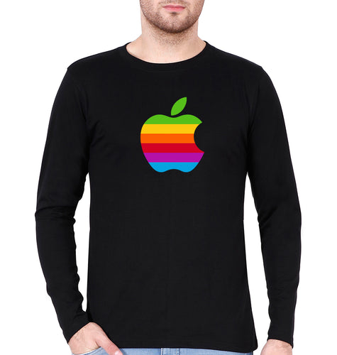 Apple Full Sleeves T-Shirt for Men-Black-Ektarfa.online