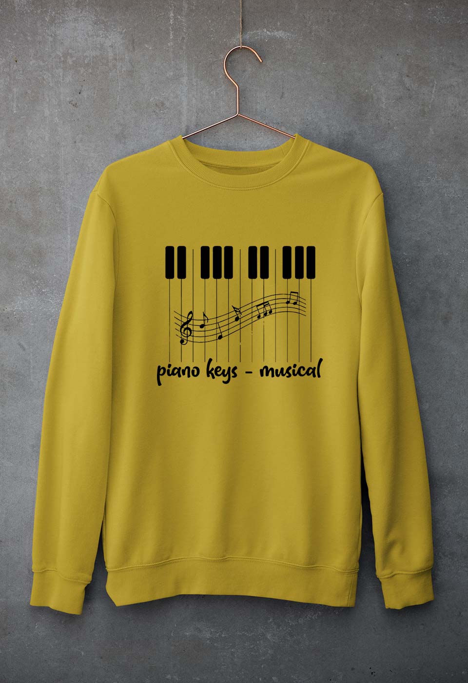 Piano Unisex Sweatshirt for Men/Women-Mustard Yellow-Ektarfa.online