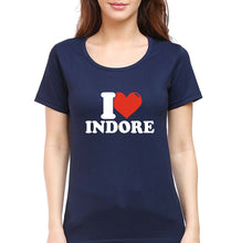 Load image into Gallery viewer, I Love Indore T-Shirt for Women-Navy Blue-Ektarfa.online

