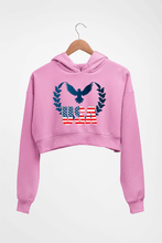 Load image into Gallery viewer, USA America Crop HOODIE FOR WOMEN-Light Baby Pink-Ektarfa.online
