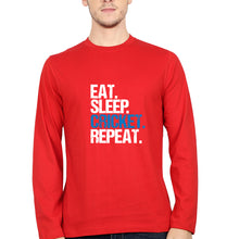 Load image into Gallery viewer, CRICKET Eat Sleep Cricket Repeat Full Sleeves T-Shirt for Men-Red-Ektarfa.online
