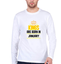 Load image into Gallery viewer, Kings Are Born In January Full Sleeves T-Shirt for Men-White-Ektarfa.online
