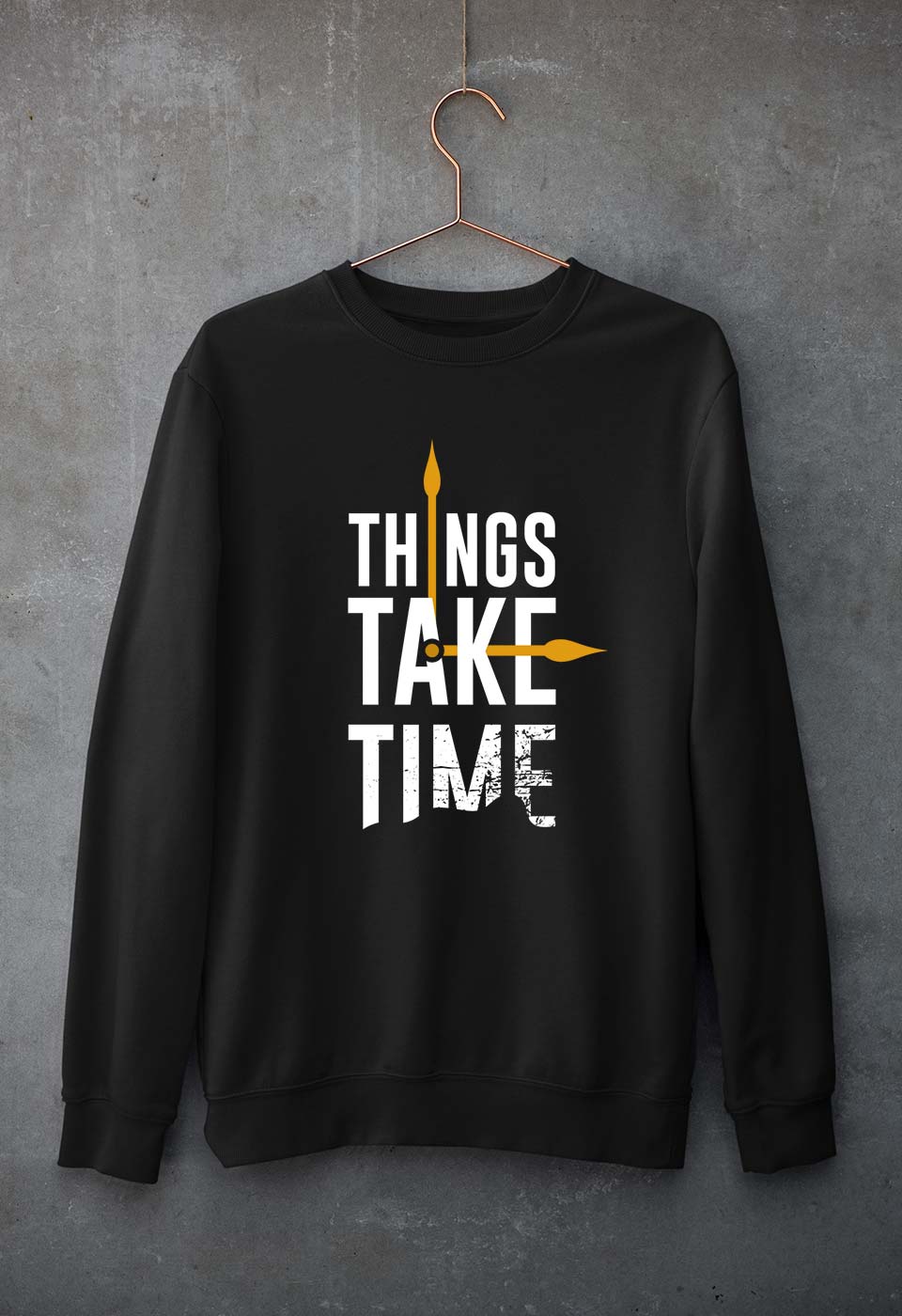 Time Unisex Sweatshirt for Men/Women-S(40 Inches)-Black-Ektarfa.online