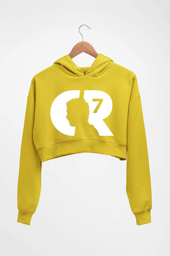 Cristiano Ronaldo CR7 Crop HOODIE FOR WOMEN-Mustard yellow-Ektarfa.online