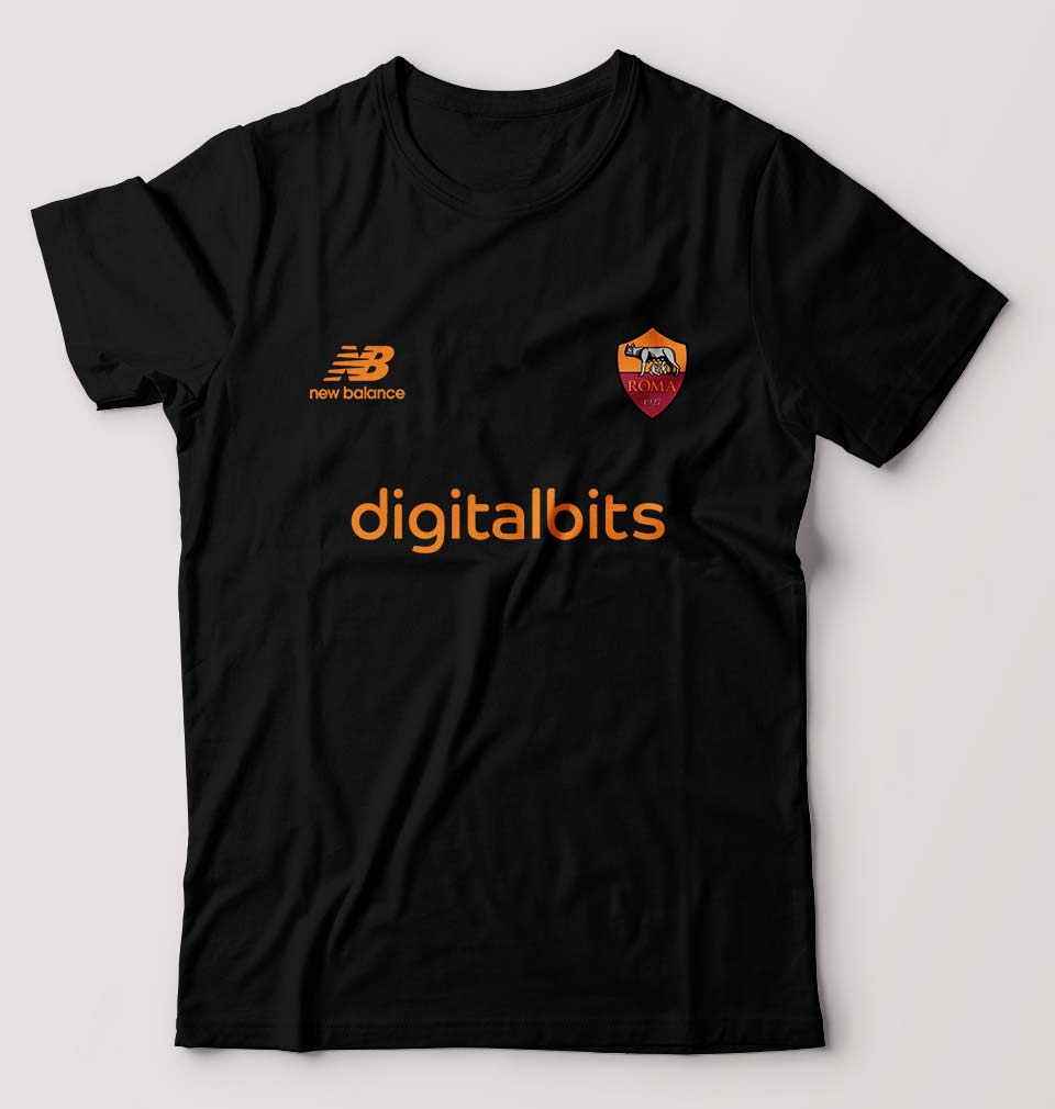 A.S. Roma 2021-22 T-Shirt for Men-S(38 Inches)-Black-Ektarfa.online