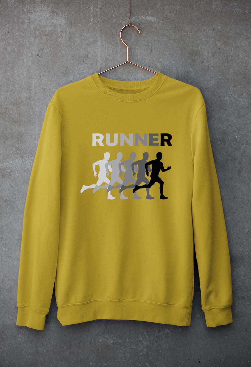 Runner Running Unisex Sweatshirt for Men/Women-Mustard Yellow-Ektarfa.online