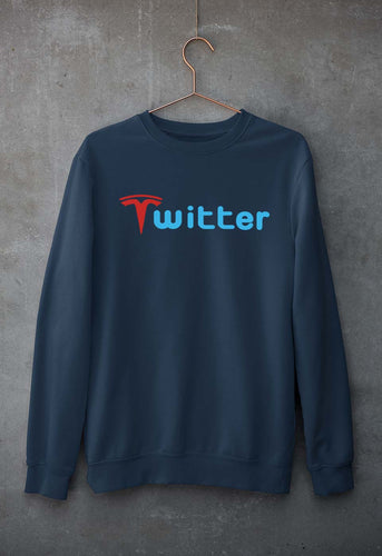 Elon Musk Twitter x Tesla Unisex Sweatshirt for Men/Women-Navy Blue-Ektarfa.online
