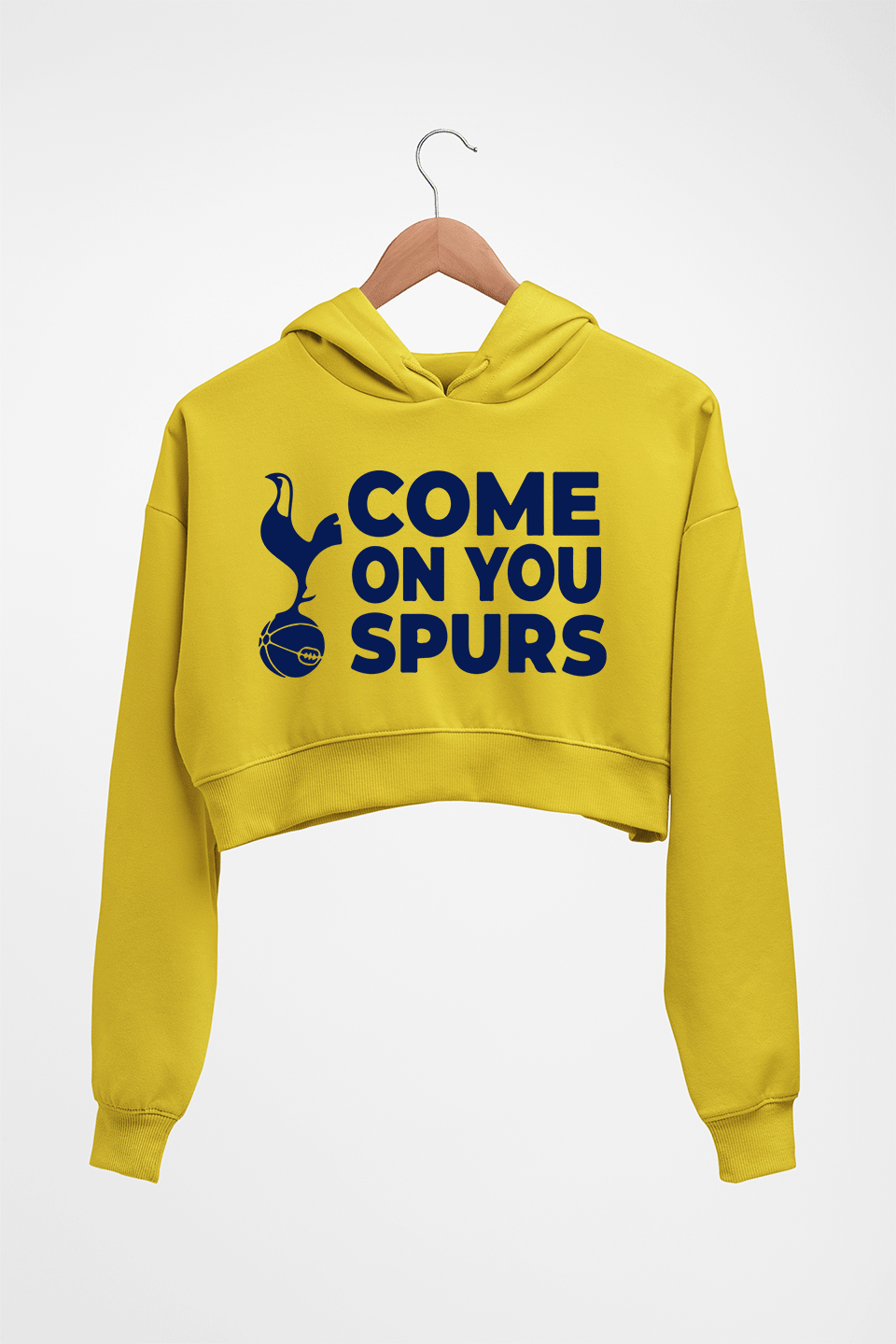 Tottenham Hotspur (Spurs) Crop HOODIE FOR WOMEN-Mustard Yellow-Ektarfa.online