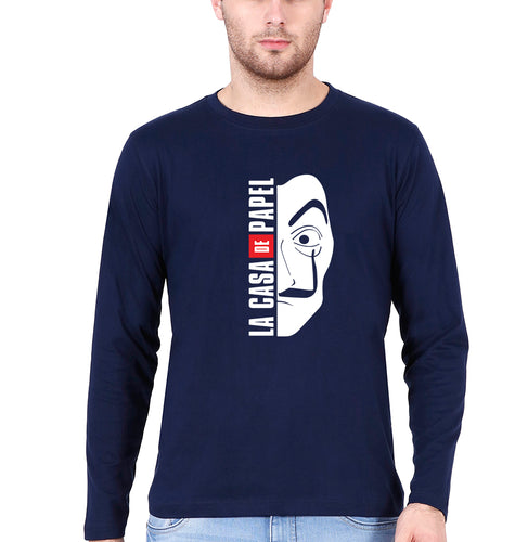 Money Heist Full Sleeves T-Shirt for Men-Navy Blue-Ektarfa.online