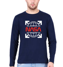 Load image into Gallery viewer, Nasa White Off Full Sleeves T-Shirt for Men-Navy Blue-Ektarfa.online
