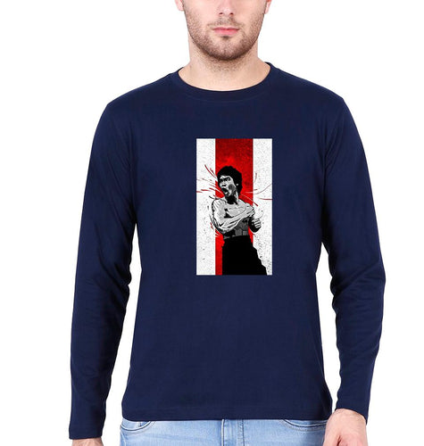 Bruce Lee Full Sleeves T-Shirt for Men-Navy Blue-Ektarfa.online
