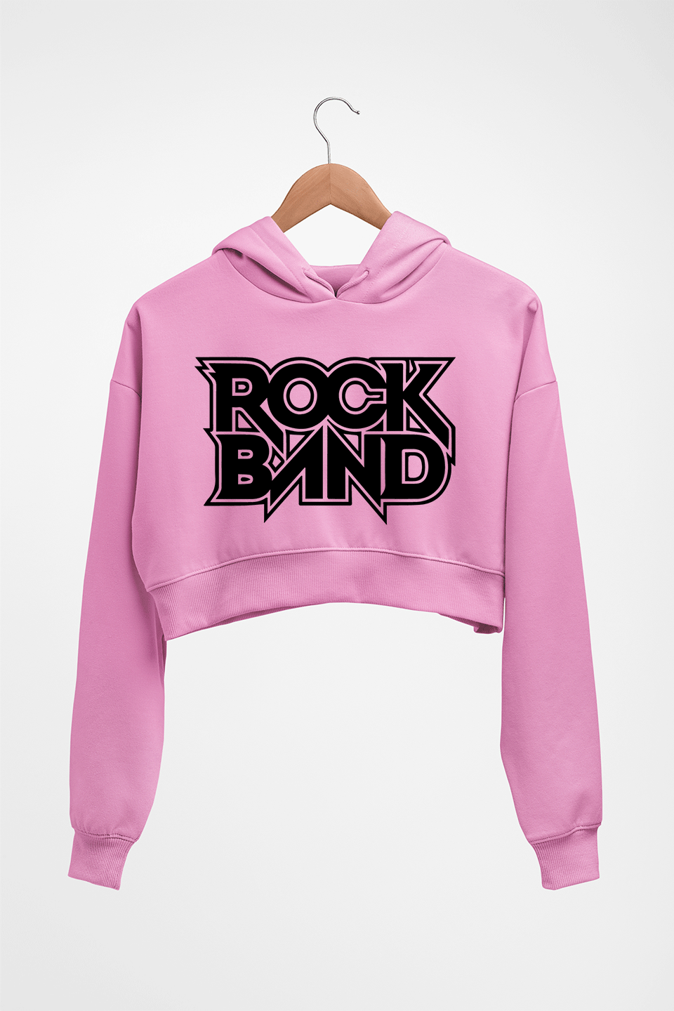 Queen Rock Band Crop HOODIE FOR WOMEN-Light Baby Pink-Ektarfa.online