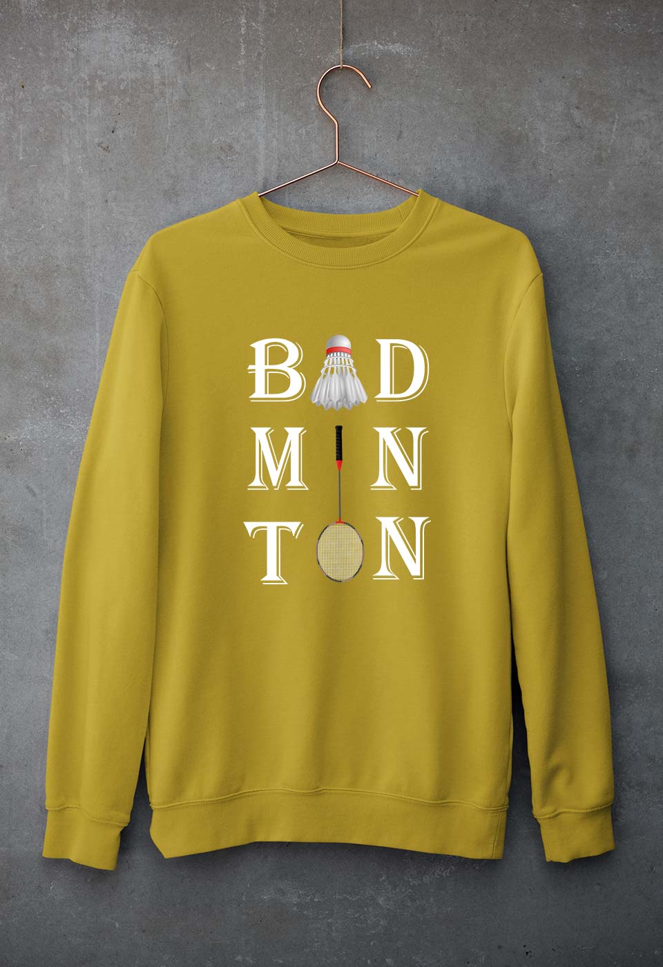 Badminton Unisex Sweatshirt for Men/Women-Mustard Yellow-Ektarfa.online