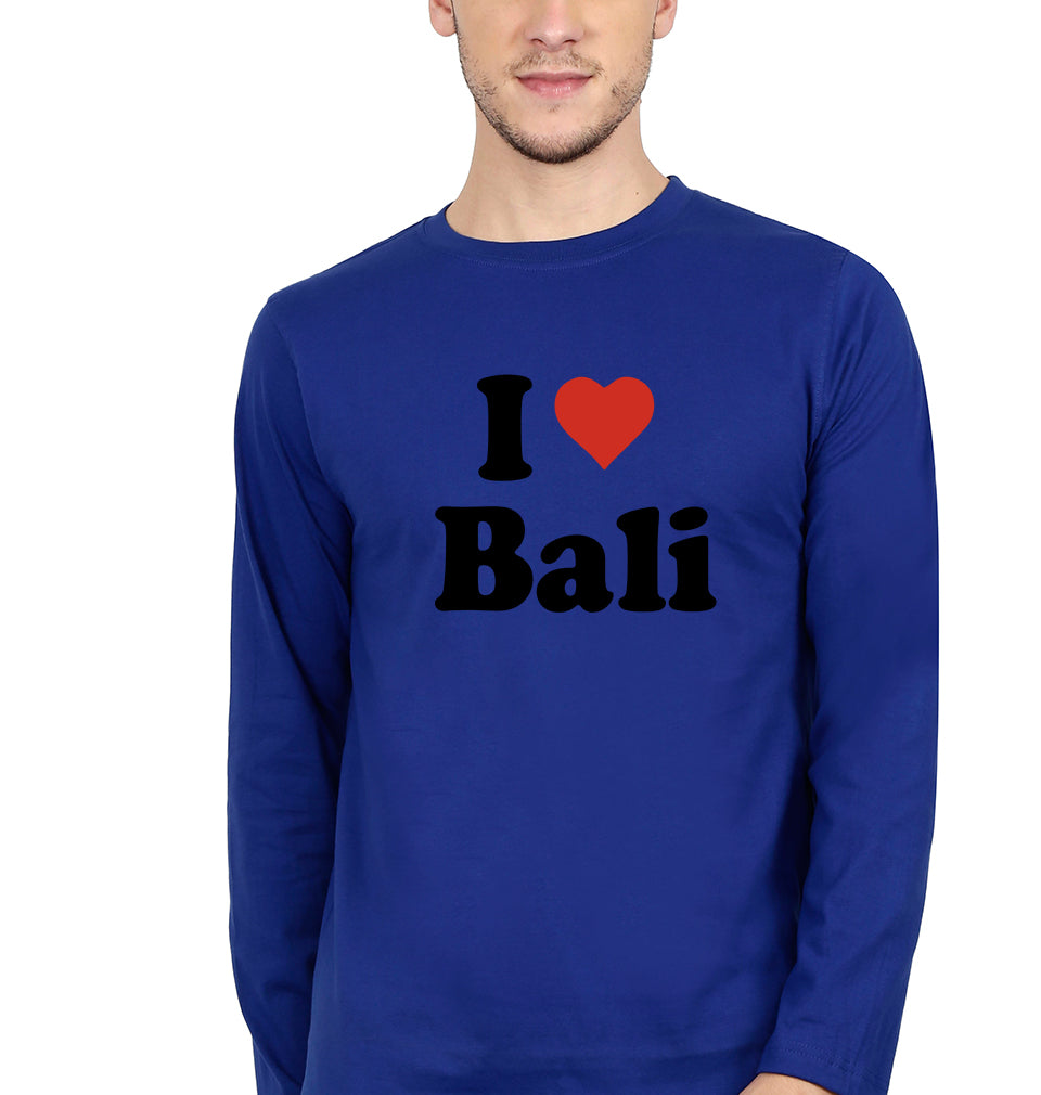 I Love Bali Full Sleeves T-Shirt for Men-Royal Blue-Ektarfa.online