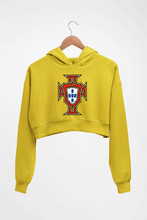 Load image into Gallery viewer, Portugal Football Crop HOODIE FOR WOMEN-Mustard Yellow-Ektarfa.online
