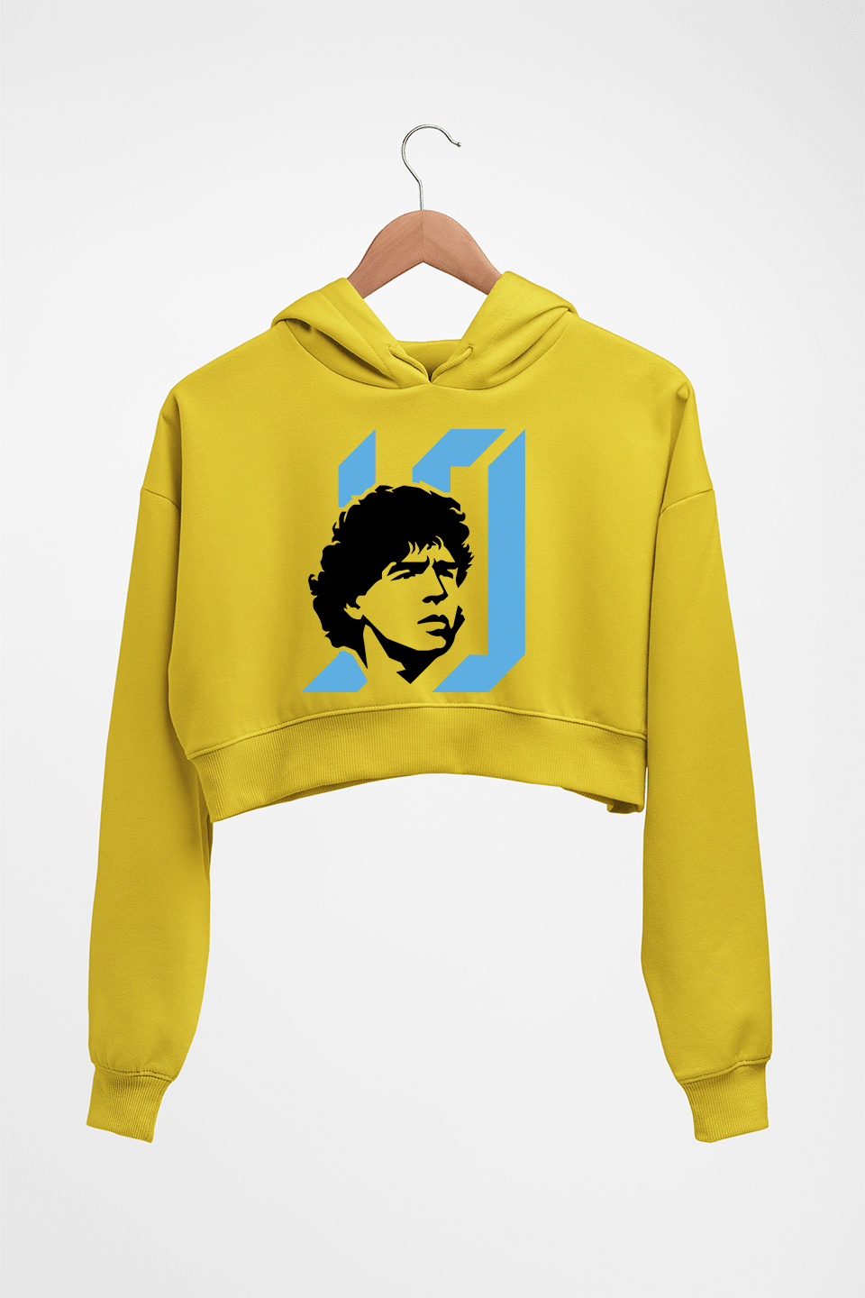 Diego Maradona Crop HOODIE FOR WOMEN-Mustard Yellow-Ektarfa.online