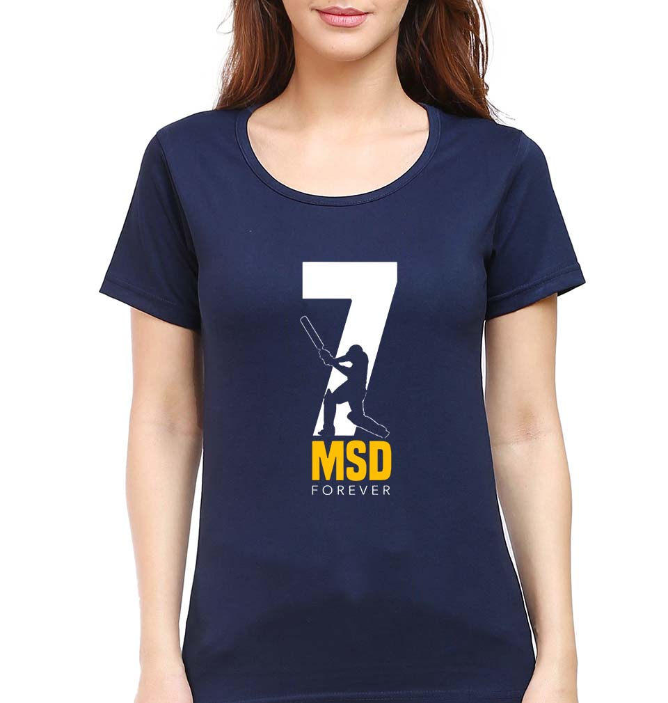MS Dhoni (MSD) T-Shirt for Women-Navy Blue-Ektarfa.online