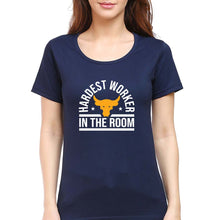 Load image into Gallery viewer, Hardest Worker In the Room Gym T-Shirt for Women-Navy Blue-Ektarfa.online

