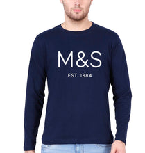 Load image into Gallery viewer, M&amp;S Full Sleeves T-Shirt for Men-S(38 Inches)-Navy Blue-Ektarfa.online
