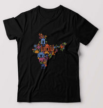 Load image into Gallery viewer, India T-Shirt for Men-S(38 Inches)-Black-Ektarfa.online
