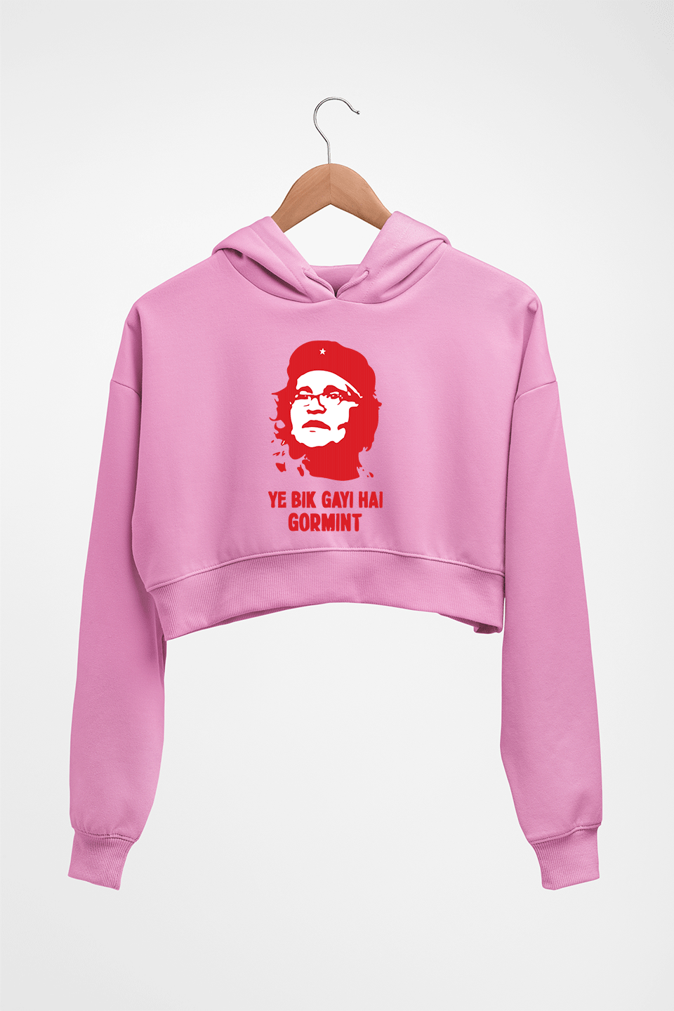 Ye Bik Gayi Hai GorMint Crop HOODIE FOR WOMEN-Light Baby Pink-Ektarfa.online