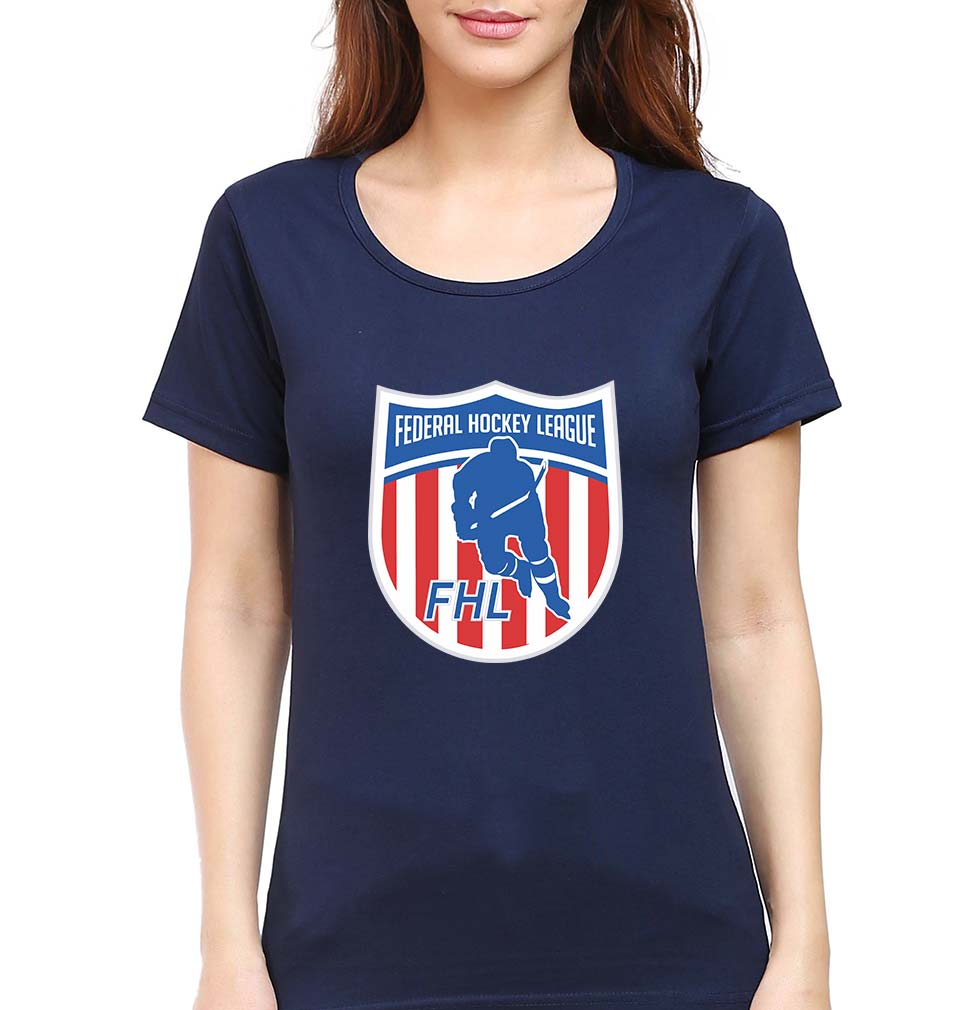 Federal Hockey League T-Shirt for Women-Navy Blue-Ektarfa.online
