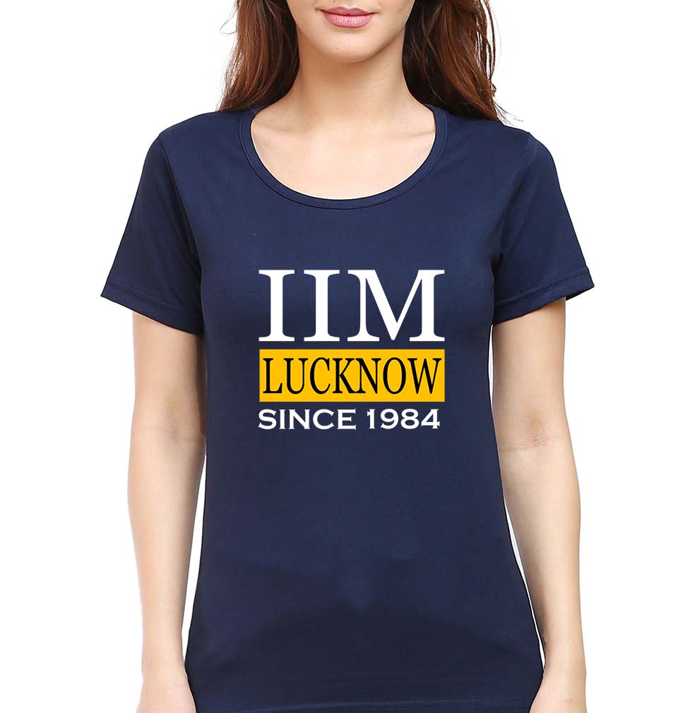 IIM Lucknow T-Shirt for Women-XS(32 Inches)-Navy Blue-Ektarfa.online