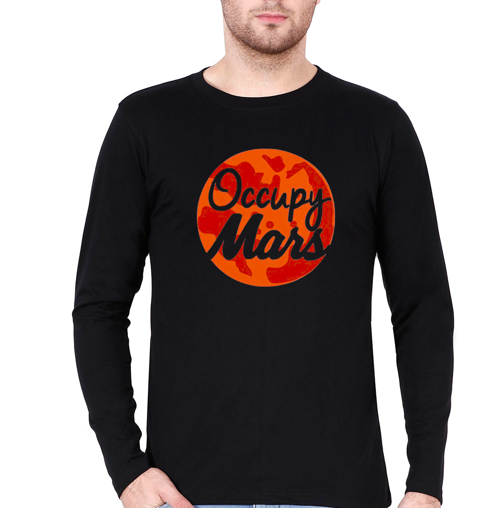 Occupy Mars Elon Musk Full Sleeves T-Shirt for Men-Black-Ektarfa.online