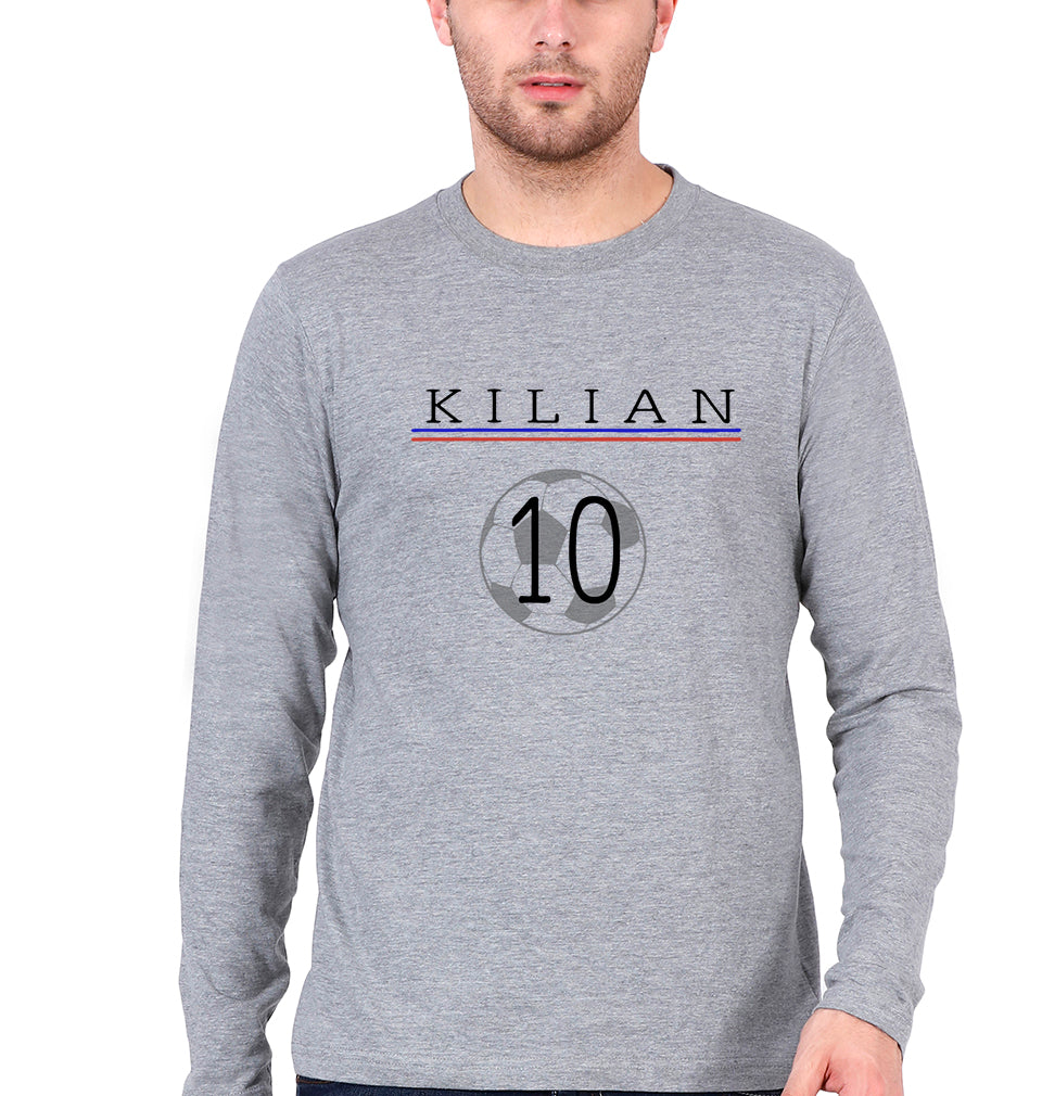 Kylian Mbappé Full Sleeves T-Shirt for Men-Grey Melange-Ektarfa.online