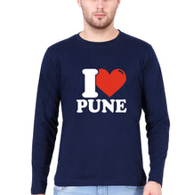 Load image into Gallery viewer, I Love Pune T Full Sleeves T-Shirt for Men-Navy Blue-Ektarfa.online
