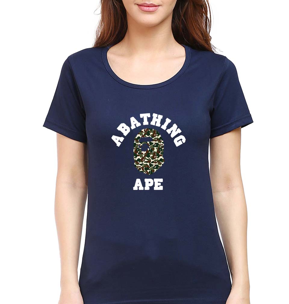 A Bathing Ape T-Shirt for Women-XS(32 Inches)-Navy Blue-Ektarfa.online