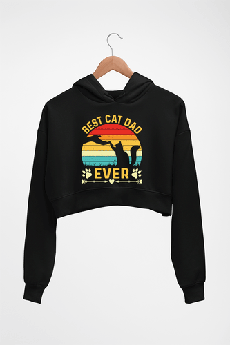 Cat Dad Crop HOODIE FOR WOMEN-Black-Ektarfa.online