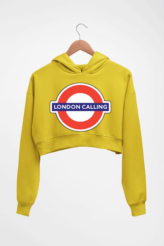 London Calling Crop HOODIE FOR WOMEN-Mustard Yellow-Ektarfa.online