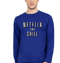 Load image into Gallery viewer, Netflix and Chill Full Sleeves T-Shirt for Men-Royal Blue-Ektarfa.online
