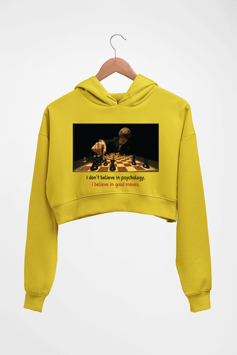 Magnus Carlsen Crop HOODIE FOR WOMEN-Mustard Yellow-Ektarfa.online