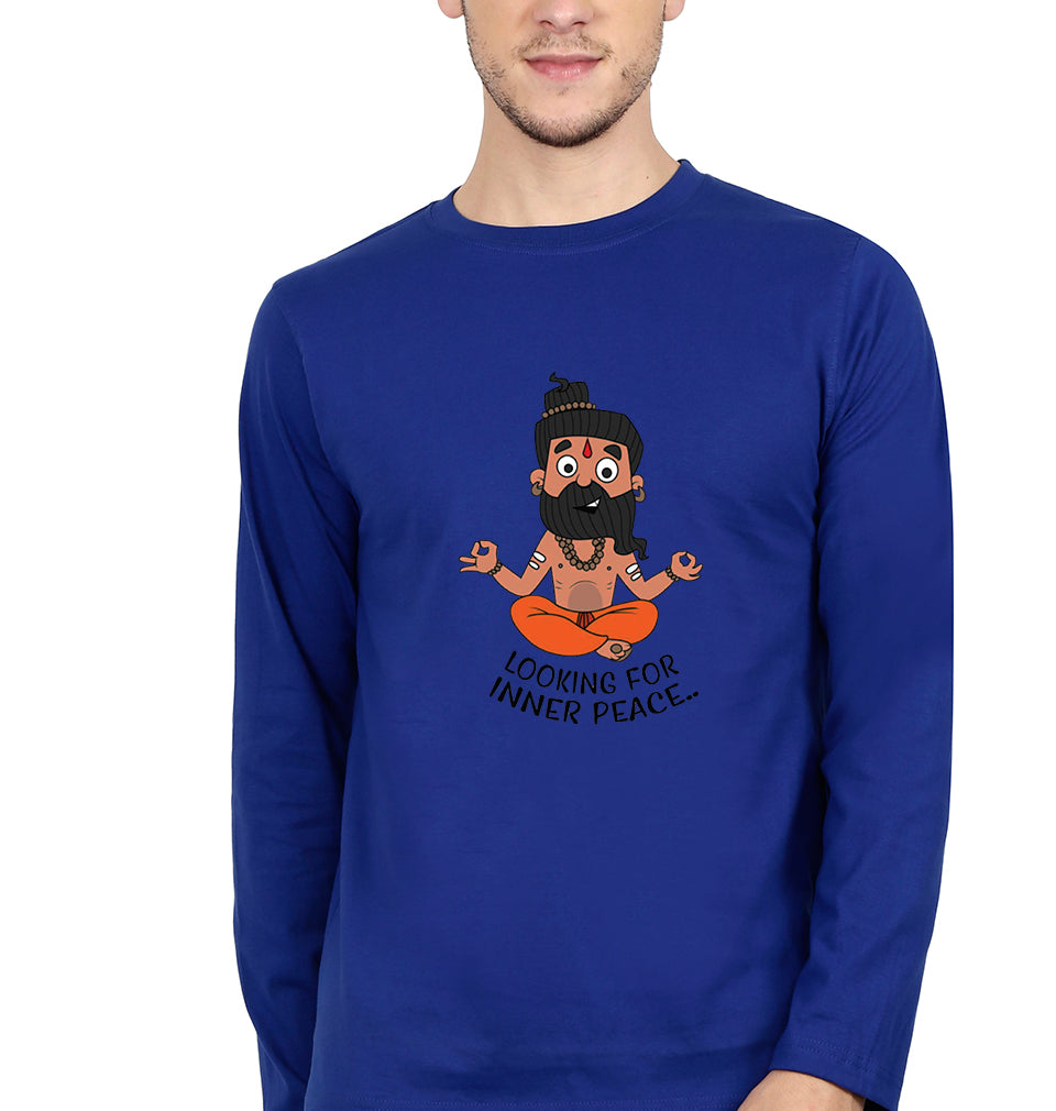 Inner Peace Full Sleeves T-Shirt for Men-Royal Blue-Ektarfa.online