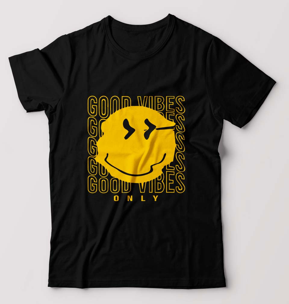 Good Vibes Emoji T-Shirt for Men-Black-Ektarfa.online