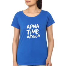Load image into Gallery viewer, Apna Time Aayega T-Shirt for Women-Royal Blue-Ektarfa.online
