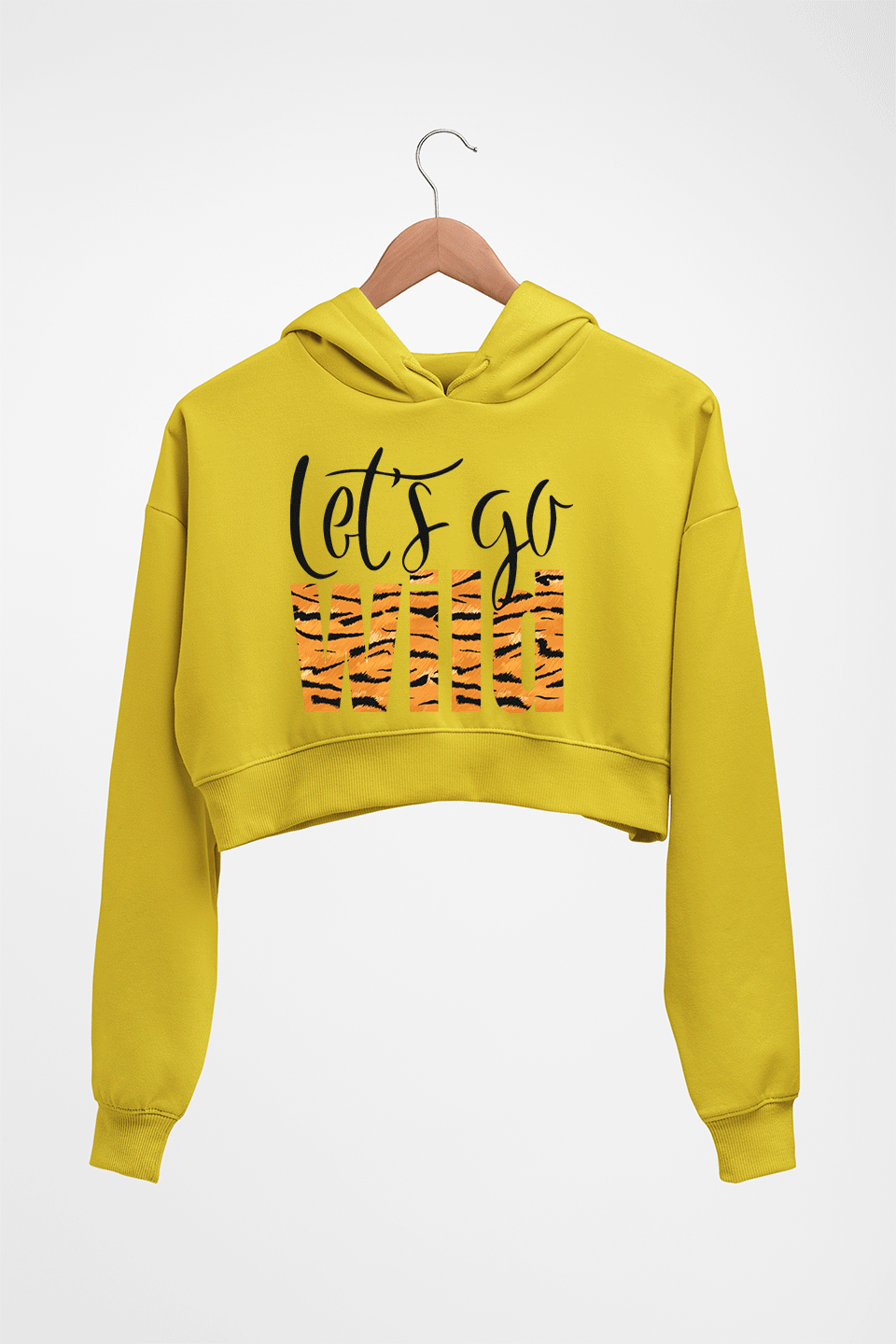 Lets Go Wild Crop HOODIE FOR WOMEN-Mustard Yellow-Ektarfa.online