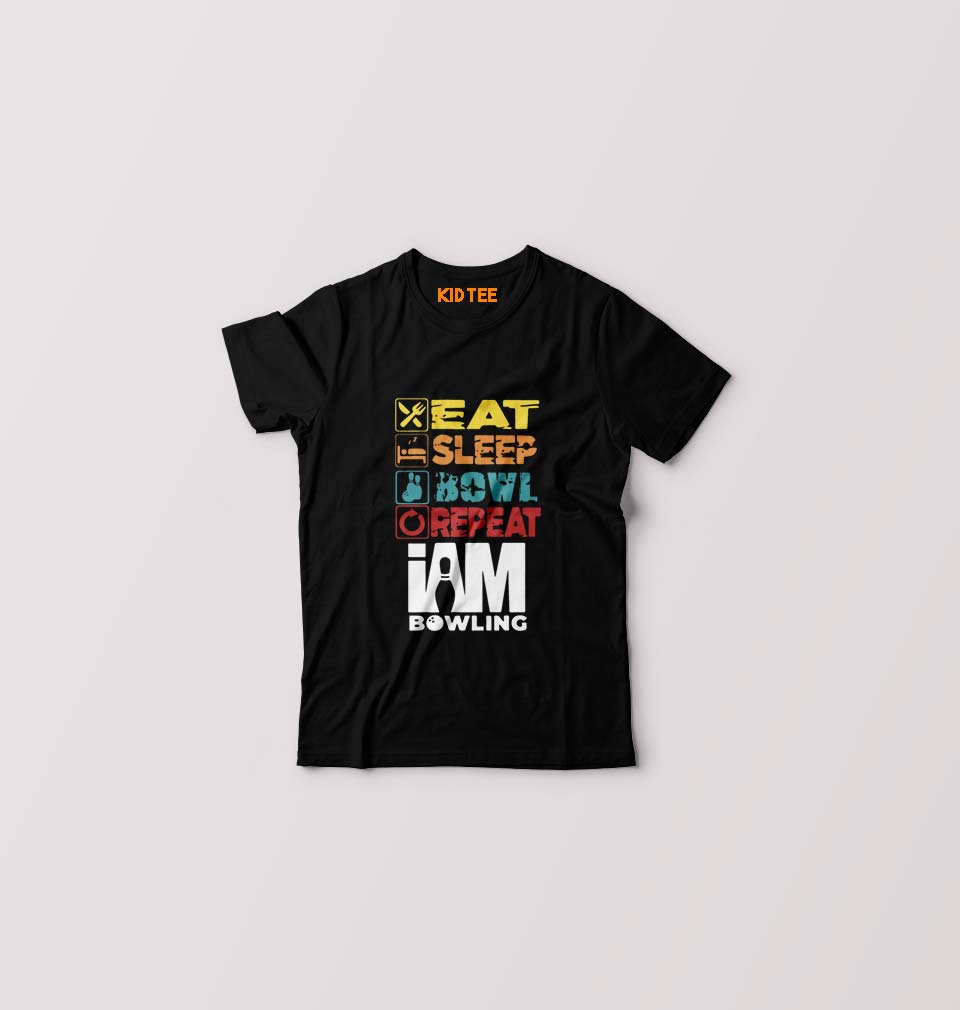 Bowling Kids T-Shirt for Boy/Girl-Black-Ektarfa.online
