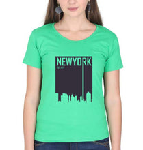 Load image into Gallery viewer, New York T-Shirt for Women-XS(32 Inches)-Flag Green-Ektarfa.online
