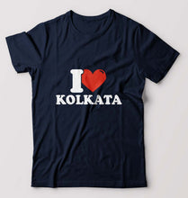 Load image into Gallery viewer, I Love Kolkata T-Shirt for Men-S(38 Inches)-Navy Blue-Ektarfa.online
