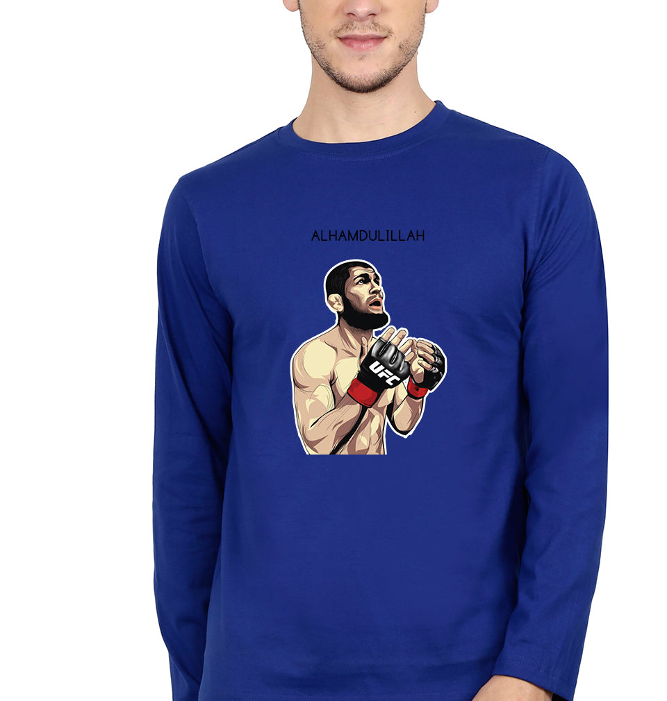 Khabib Nurmagomedov Full Sleeves T-Shirt for Men-S(38 Inches)-Royal Blue-Ektarfa.online
